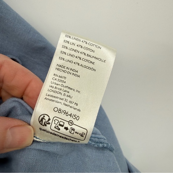 Free People We The Free Made For Sun Linen Oversized Button Down Shirt Blue S - Picture 11 of 12